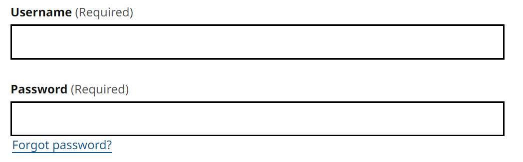 Example of labeled login fields